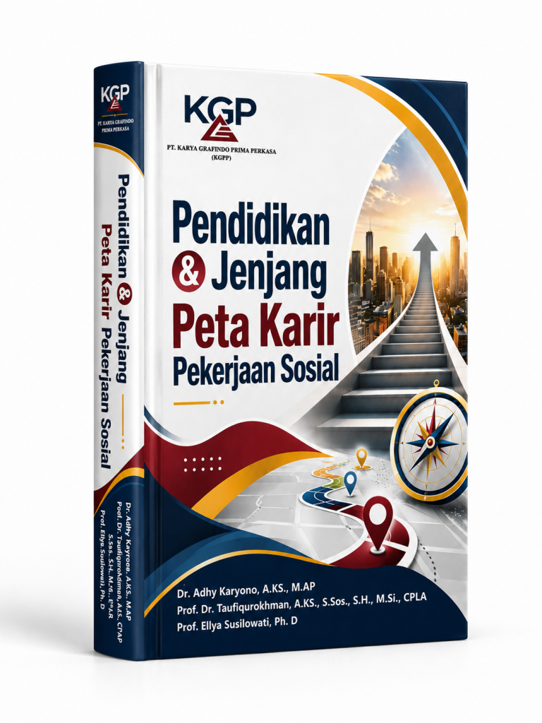 mockup depan buku pendidikan & jenjang peta karir pekerjaan sosial